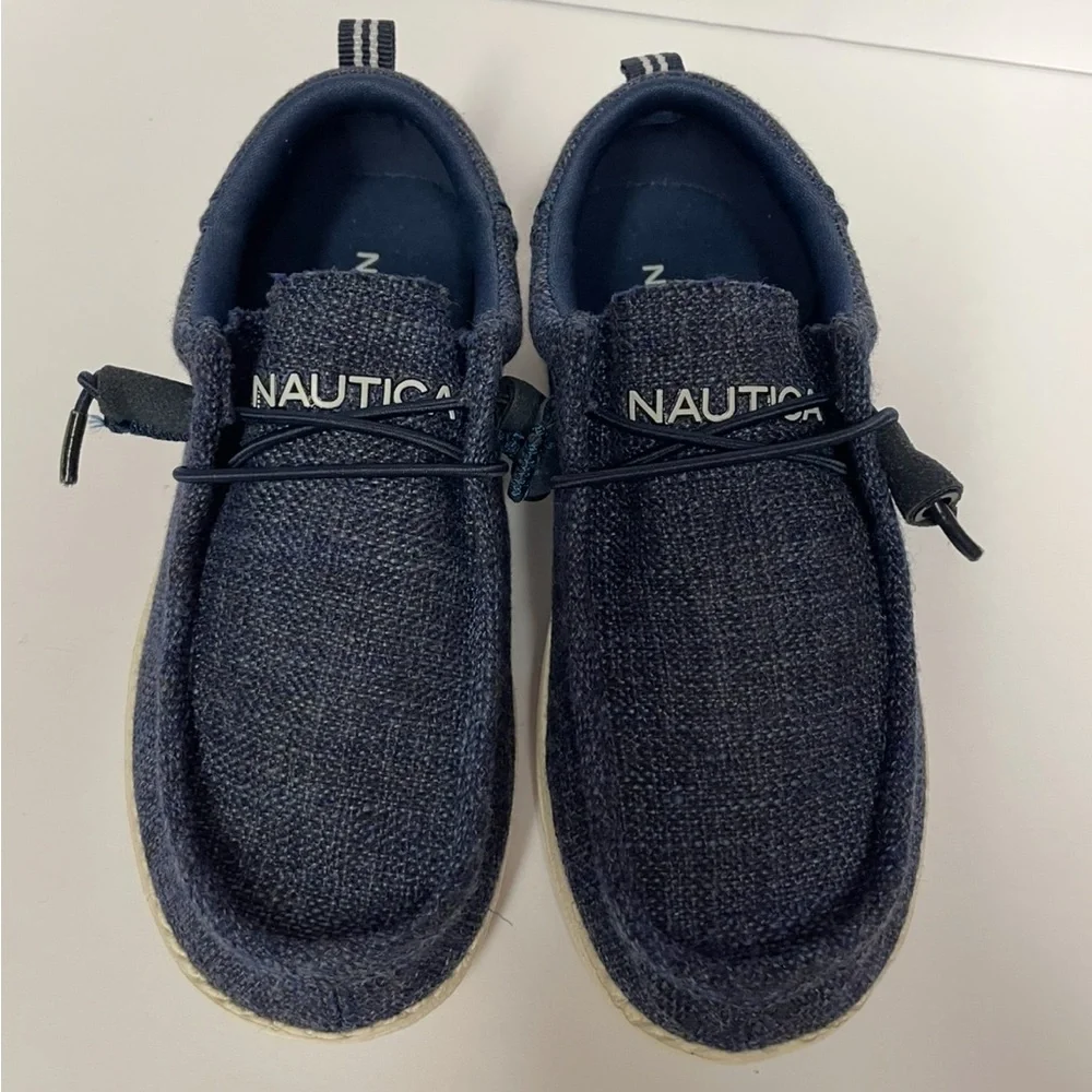 Nautica boy’s kids Blue canvas Moccasin Slip-On Shoes blue 13